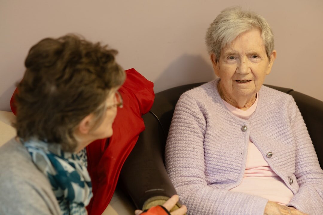elderly woman telling story